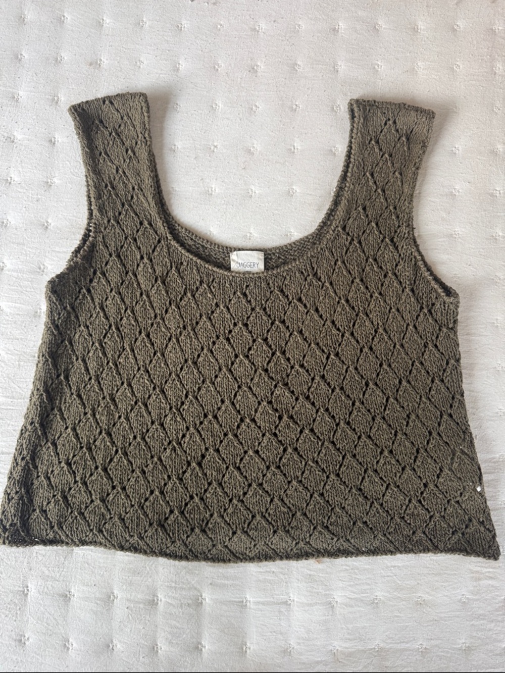 Delicate Knit Tank Top in Olive Green
